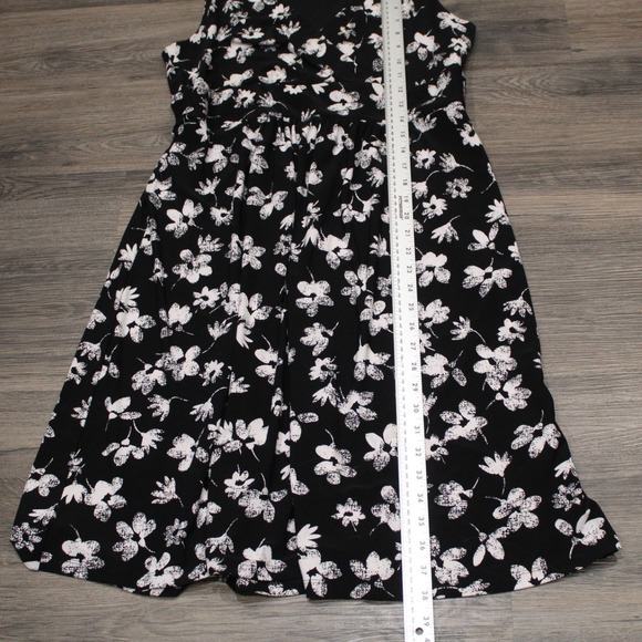 Chaps Black Floral Sleeveless Dress Summer Casual Lightweight - L - Picture 4 of 13